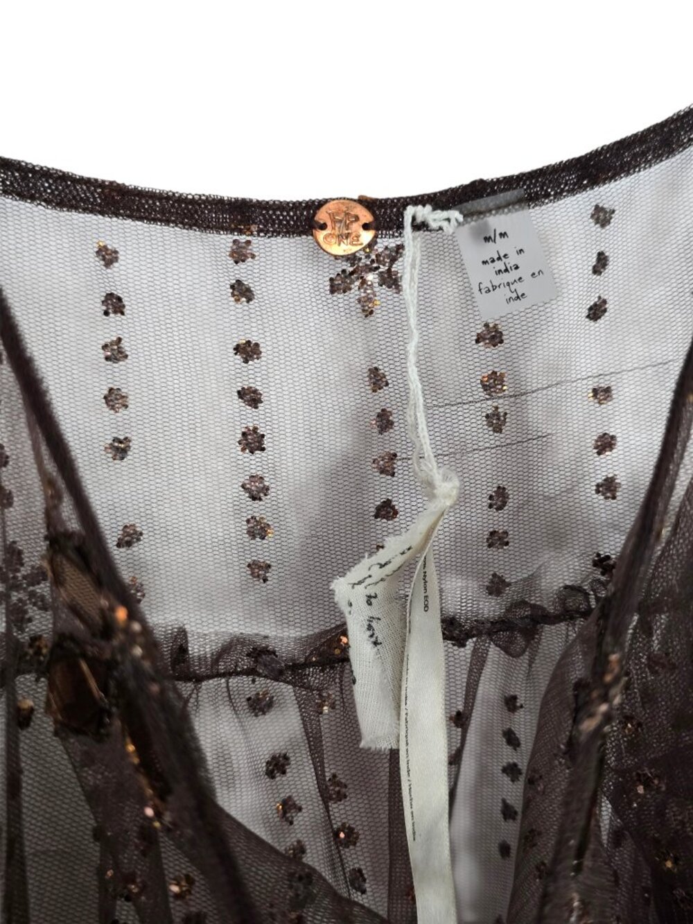 Free People Intimately Shaved Chocolate Brown Sheer Maxi Dress Medium NWT - Picture 12 of 14